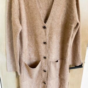 Frame Denim Cashmere Tan Cardigan with Button Front